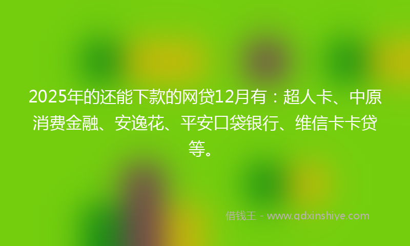 2025年的还能下款的网贷12月有：超人卡、中原消费金融、安逸花、平安口袋银行、维信卡卡贷等。