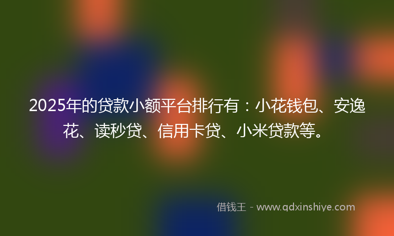 2025年的贷款小额平台排行有：小花钱包、安逸花、读秒贷、信用卡贷、小米贷款等。