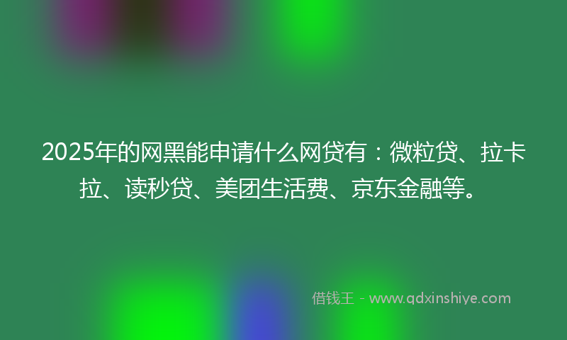 2025年的网黑能申请什么网贷有：微粒贷、拉卡拉、读秒贷、美团生活费、京东金融等。