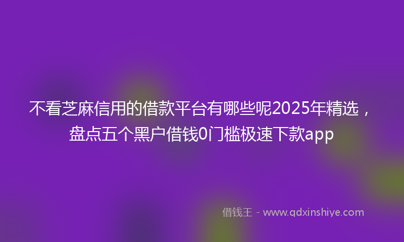 不看芝麻信用的借款平台有哪些呢2025年精选，盘点五个黑户借钱0门槛极速下款app