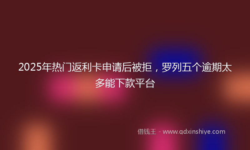 2025年热门返利卡申请后被拒，罗列五个逾期太多能下款平台