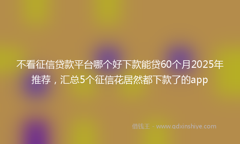 不看征信贷款平台哪个好下款能贷60个月2025年推荐，汇总5个征信花居然都下款了的app