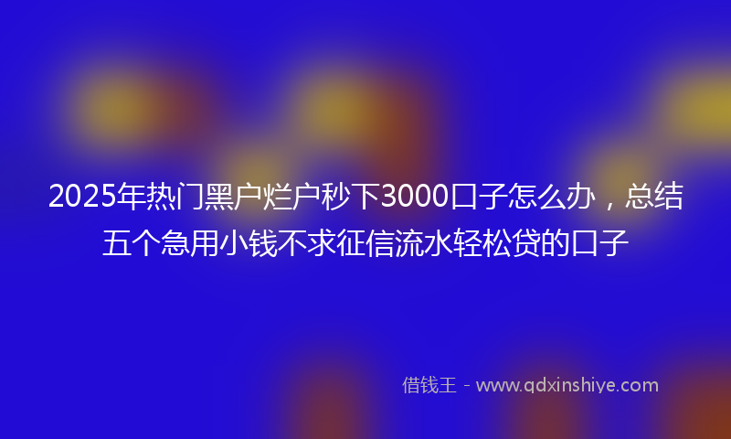 2025年热门黑户烂户秒下3000口子怎么办，总结五个急用小钱不求征信流水轻松贷的口子