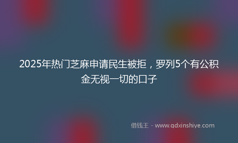 2025年热门芝麻申请民生被拒，罗列5个有公积金无视一切的口子