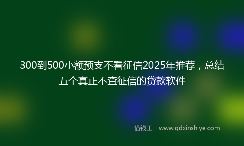 300到500小额预支不看征信2025年推荐，总结五个真正不查征信的贷款软件