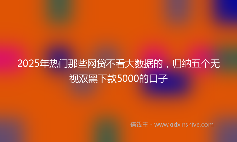 2025年热门那些网贷不看大数据的，归纳五个无视双黑下款5000的口子