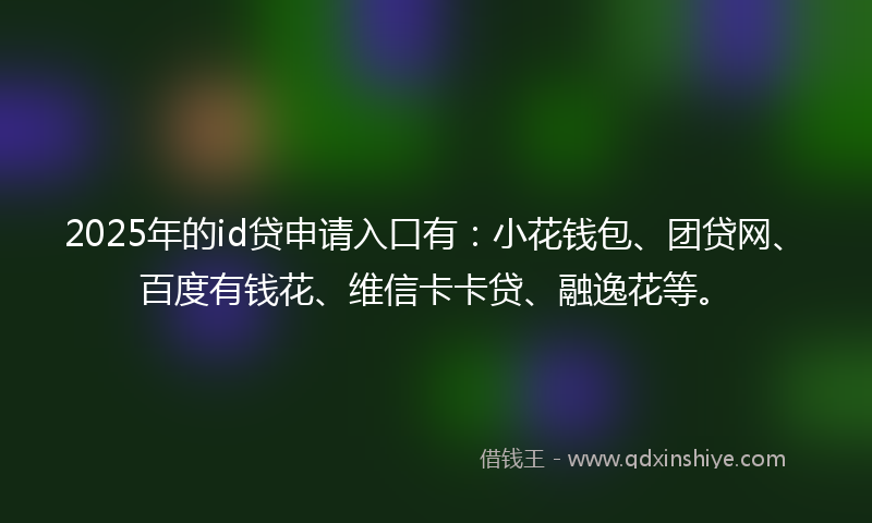 2025年的id贷申请入口有:小花钱包、团贷网、百度有钱花、维信卡卡贷、融逸花等。