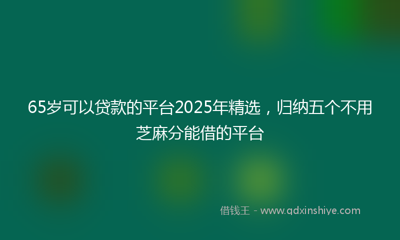 65岁可以贷款的平台2025年精选，归纳五个不用芝麻分能借的平台
