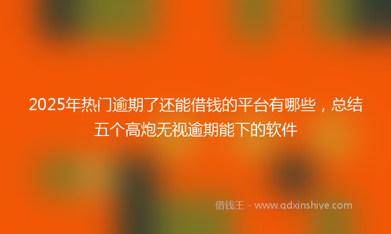 2025年热门逾期了还能借钱的平台有哪些，总结五个高炮无视逾期能下的软件