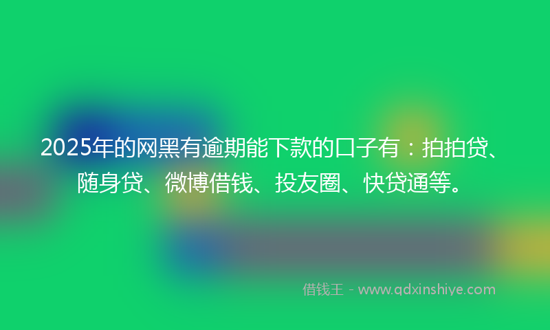 2025年的网黑有逾期能下款的口子有：拍拍贷、随身贷、微博借钱、投友圈、快贷通等。