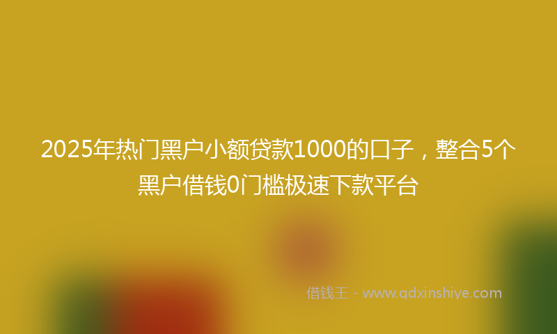 2025年热门黑户小额贷款1000的口子，整合5个黑户借钱0门槛极速下款平台