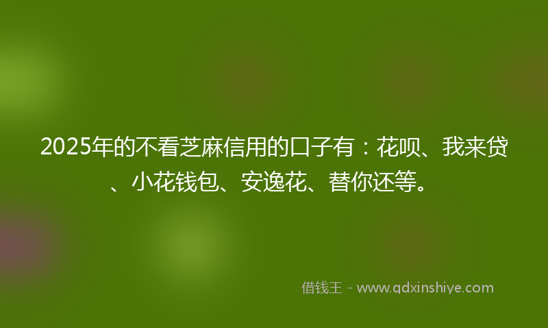 2025年的不看芝麻信用的口子有：花呗、我来贷、小花钱包、安逸花、替你还等。