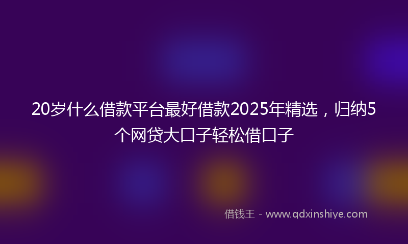 20岁什么借款平台最好借款2025年精选，归纳5个网贷大口子轻松借口子