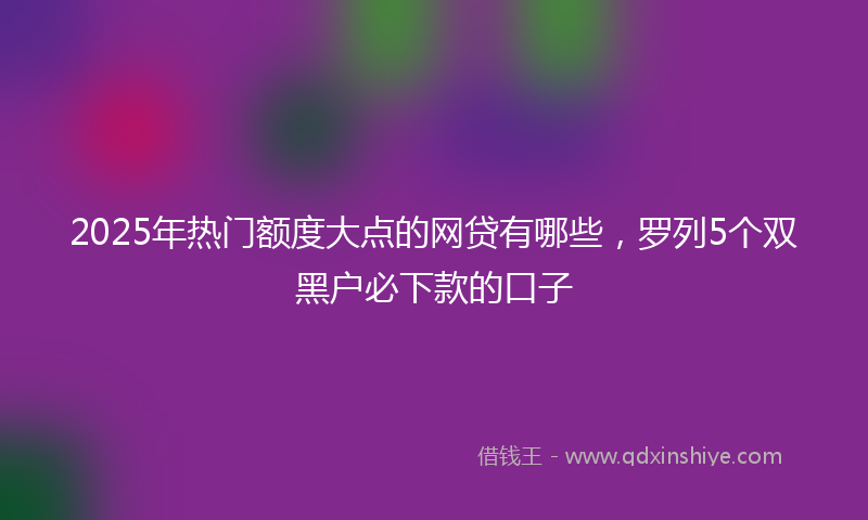 2025年热门额度大点的网贷有哪些,罗列5个双黑户必下款的口子