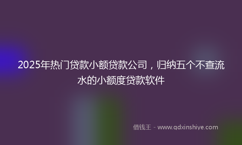 2025年热门贷款小额贷款公司，归纳五个不查流水的小额度贷款软件