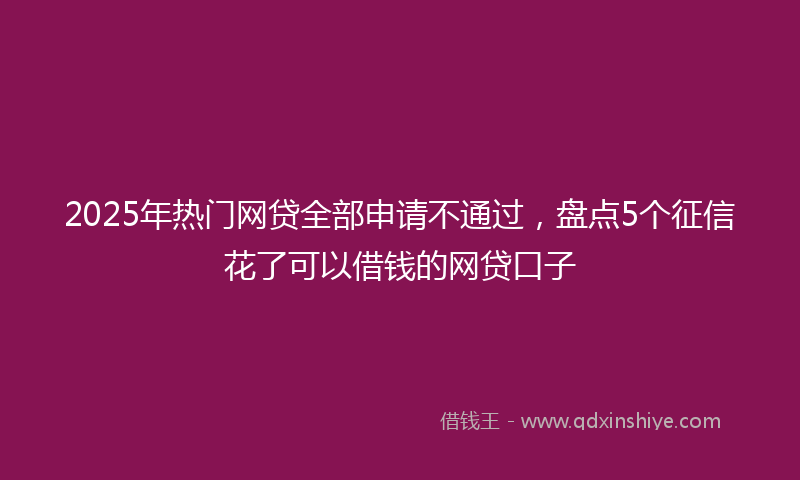 2025年热门网贷全部申请不通过,盘点5个征信花了可以借钱的网贷口子