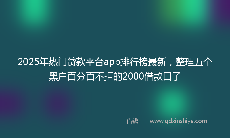 2025年热门贷款平台app排行榜最新，整理五个黑户百分百不拒的2000借款口子