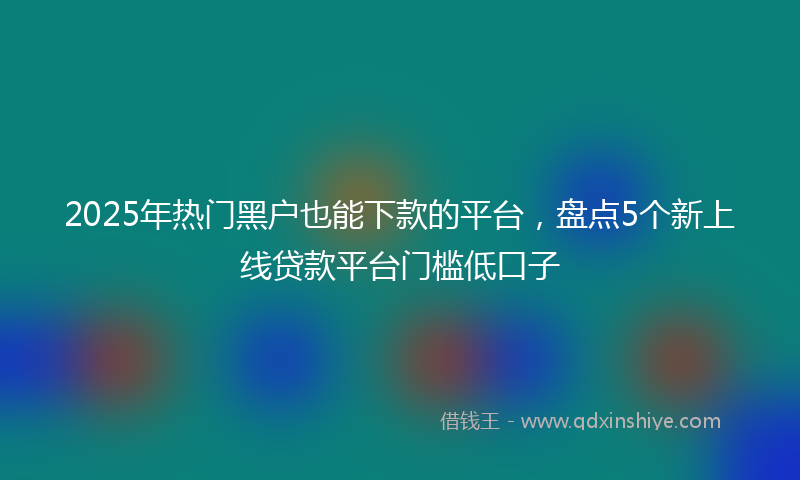 2025年热门黑户也能下款的平台，盘点5个新上线贷款平台门槛低口子