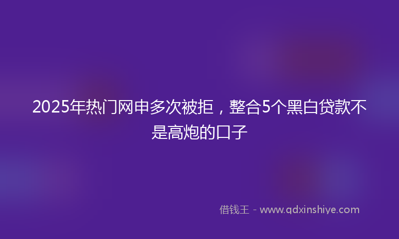 2025年热门网申多次被拒，整合5个黑白贷款不是高炮的口子