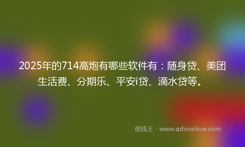 2025年的714高炮有哪些软件有：随身贷、美团生活费、分期乐、平安i贷、滴水贷等。