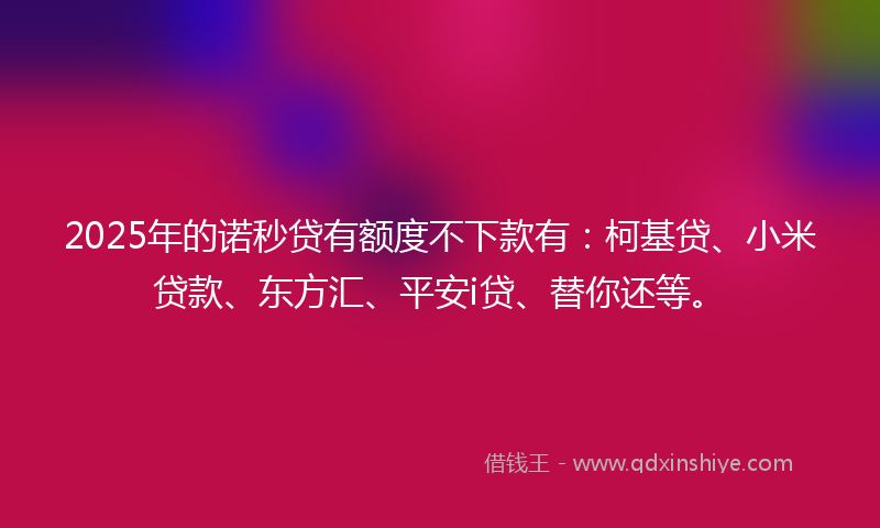 2025年的诺秒贷有额度不下款有：柯基贷、小米贷款、东方汇、平安i贷、替你还等。