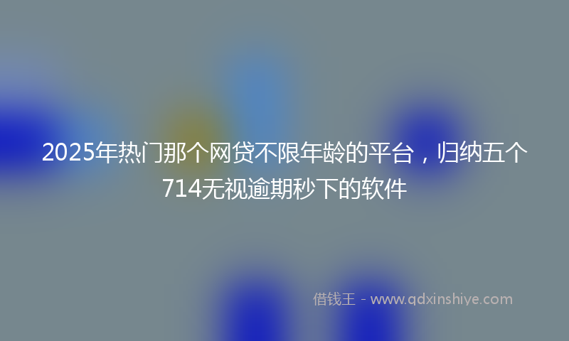 2025年热门那个网贷不限年龄的平台，归纳五个714无视逾期秒下的软件