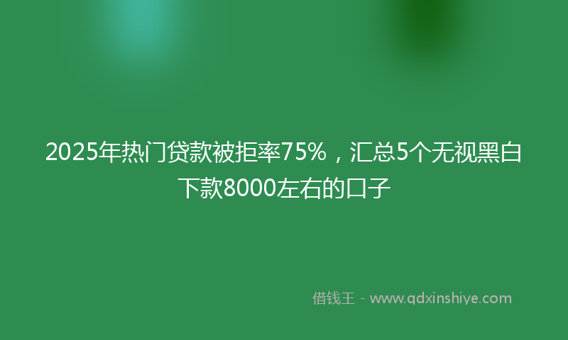 2025年热门贷款被拒率75%，汇总5个无视黑白下款8000左右的口子