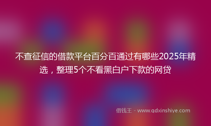 不查征信的借款平台百分百通过有哪些2025年精选，整理5个不看黑白户下款的网贷