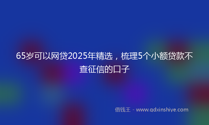 65岁可以网贷2025年精选，梳理5个小额贷款不查征信的口子