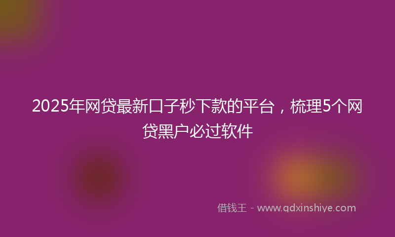 2025年网贷最新口子秒下款的平台，梳理5个网贷黑户必过软件