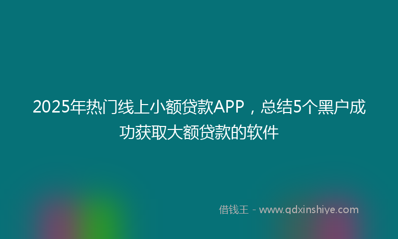 2025年热门线上小额贷款APP，总结5个黑户成功获取大额贷款的软件