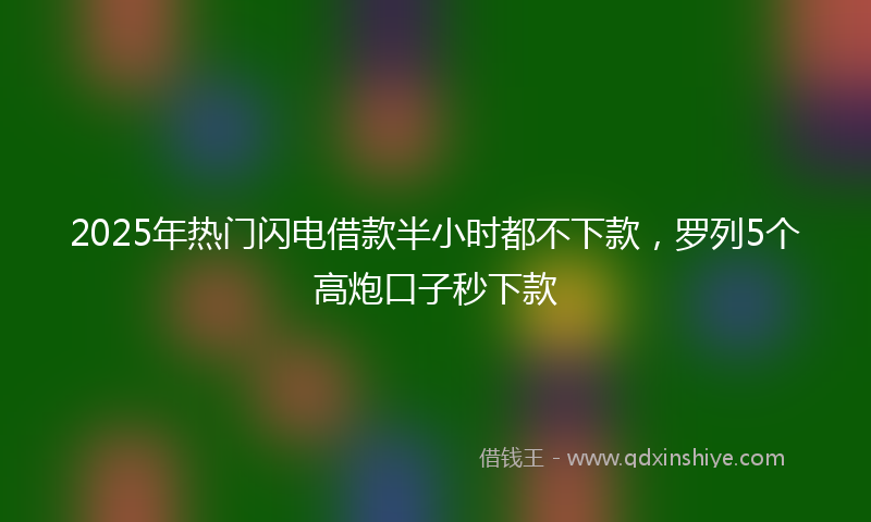 2025年热门闪电借款半小时都不下款，罗列5个高炮口子秒下款