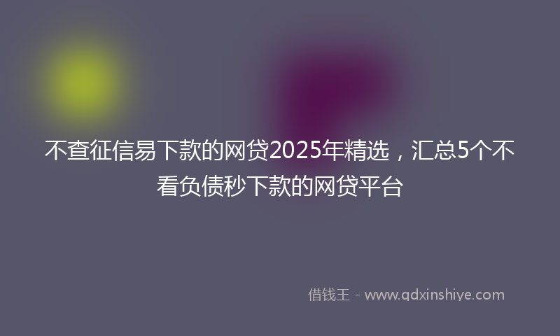 不查征信易下款的网贷2025年精选，汇总5个不看负债秒下款的网贷平台