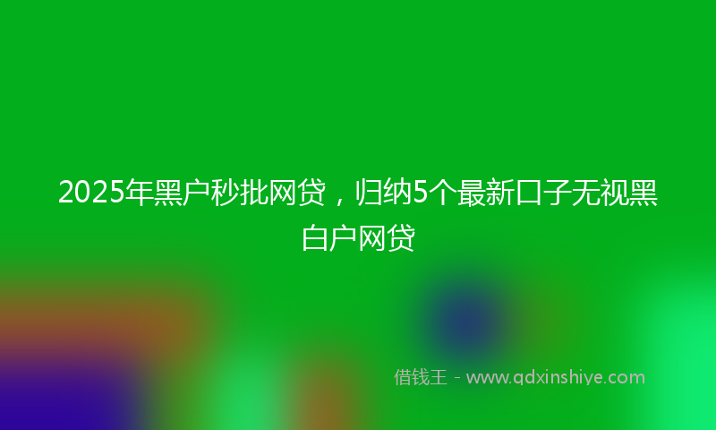 2025年黑户秒批网贷，归纳5个最新口子无视黑白户网贷