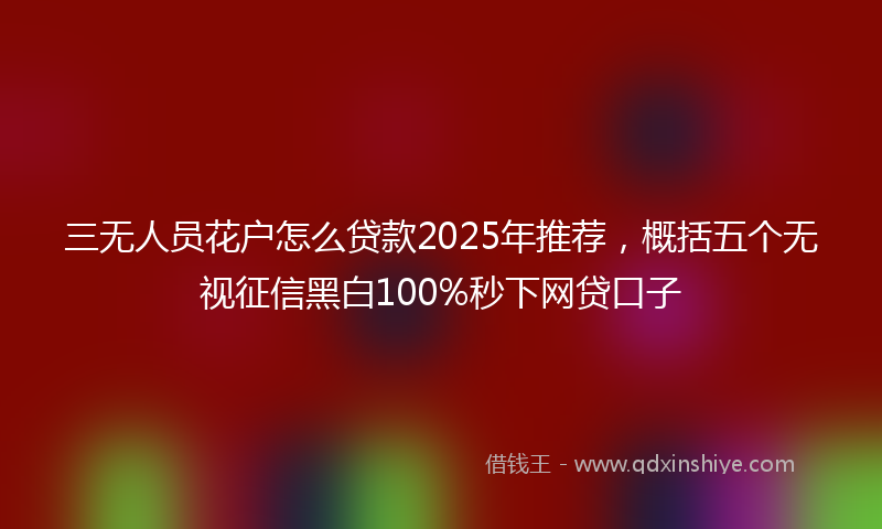 三无人员花户怎么贷款2025年推荐，概括五个无视征信黑白100%秒下网贷口子