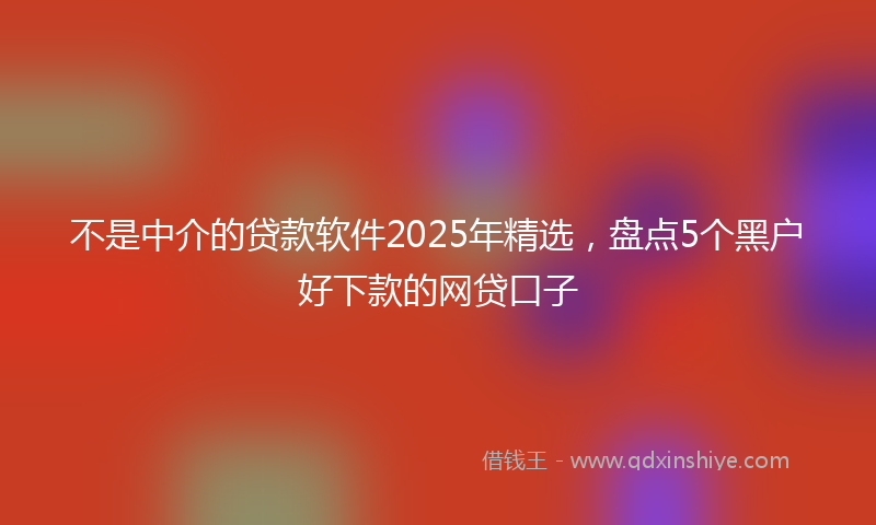 不是中介的贷款软件2025年精选，盘点5个黑户好下款的网贷口子