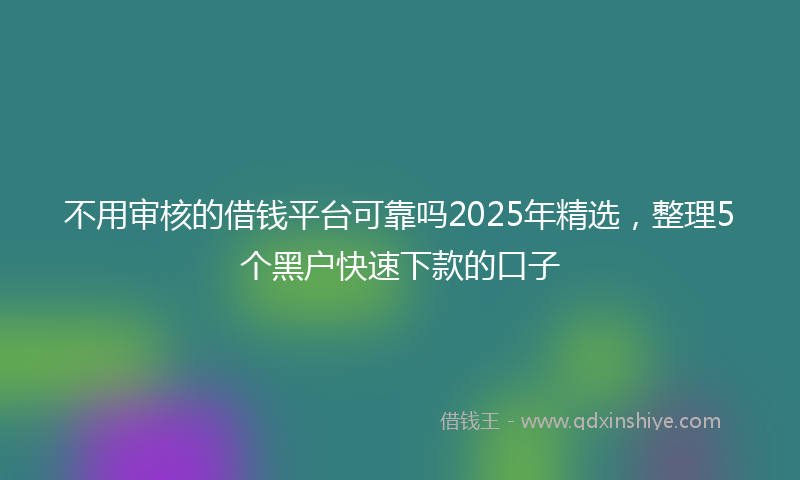不用审核的借钱平台可靠吗2025年精选，整理5个黑户快速下款的口子