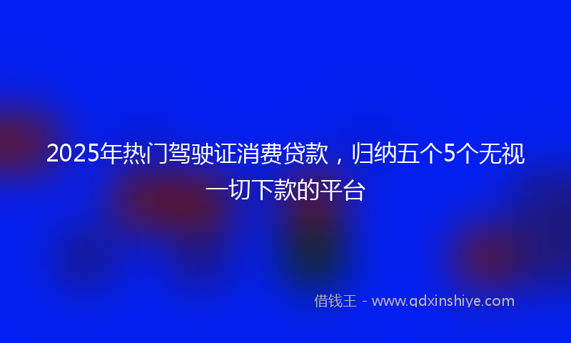 2025年热门驾驶证消费贷款，归纳五个5个无视一切下款的平台
