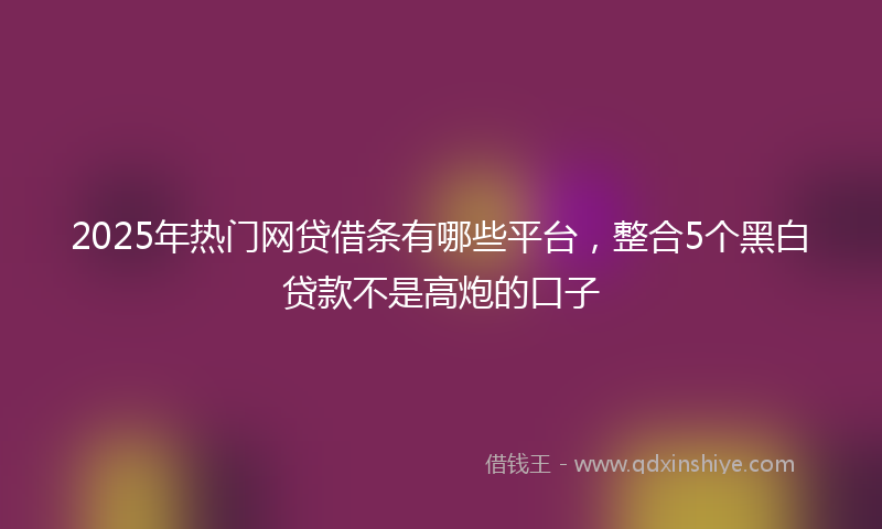 2025年热门网贷借条有哪些平台，整合5个黑白贷款不是高炮的口子