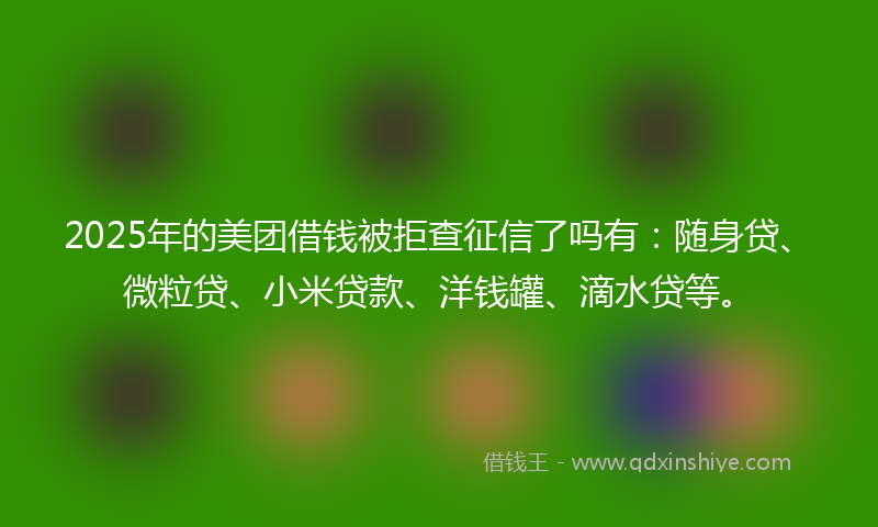 2025年的美团借钱被拒查征信了吗有：随身贷、微粒贷、小米贷款、洋钱罐、滴水贷等。