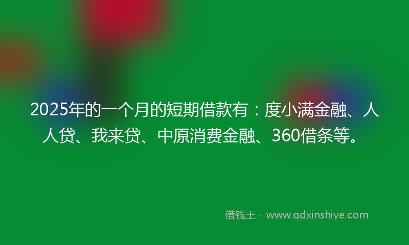 2025年的一个月的短期借款有：度小满金融、人人贷、我来贷、中原消费金融、360借条等。