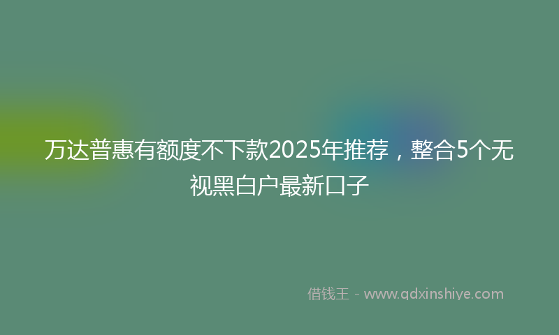 万达普惠有额度不下款2025年推荐，整合5个无视黑白户最新口子