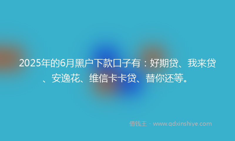 2025年的6月黑户下款口子有：好期贷、我来贷、安逸花、维信卡卡贷、替你还等。