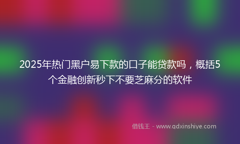 2025年热门黑户易下款的口子能贷款吗，概括5个金融创新秒下不要芝麻分的软件
