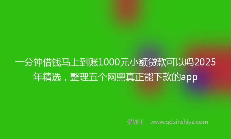 一分钟借钱马上到账1000元小额贷款可以吗2025年精选，整理五个网黑真正能下款的app