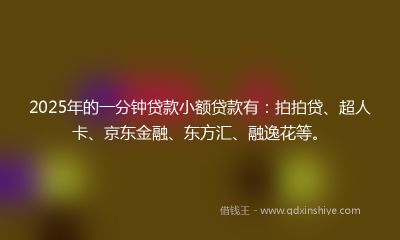 2025年的一分钟贷款小额贷款有：拍拍贷、超人卡、京东金融、东方汇、融逸花等。