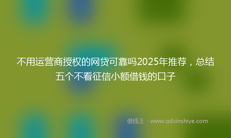 不用运营商授权的网贷可靠吗2025年推荐，总结五个不看征信小额借钱的口子