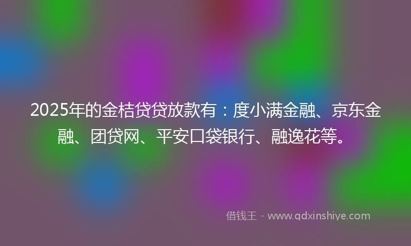 2025年的金桔贷贷放款有：度小满金融、京东金融、团贷网、平安口袋银行、融逸花等。