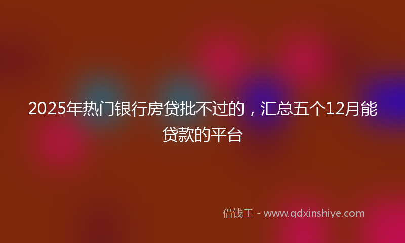 2025年热门银行房贷批不过的，汇总五个12月能贷款的平台