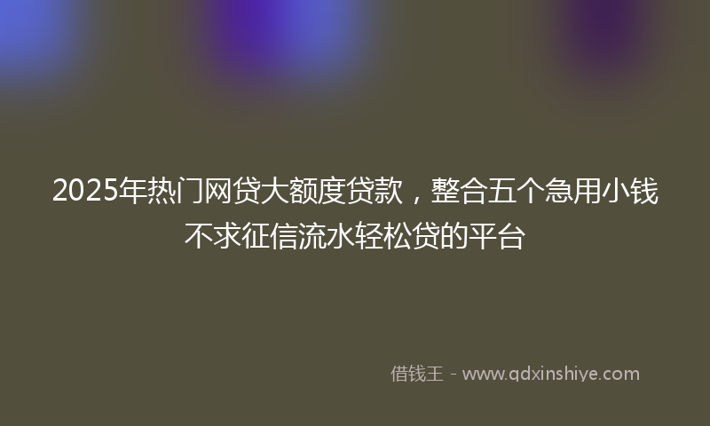 2025年热门网贷大额度贷款，整合五个急用小钱不求征信流水轻松贷的平台